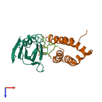 PDB entry 2fap coloured by chain, top view.