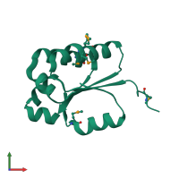 PDB entry 2fb6 coloured by chain, front view.
