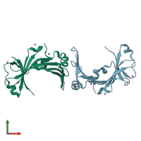 PDB entry 2fbl coloured by chain, front view.