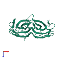 PDB entry 2fbo coloured by chain, top view.