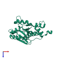 PDB entry 2fby coloured by chain, top view.