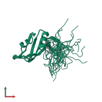 PDB entry 2fc9 coloured by chain, ensemble of 20 models, front view.