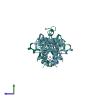 PDB entry 2fca coloured by chain, side view.