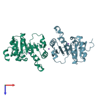 PDB entry 2fca coloured by chain, top view.