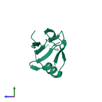 PDB entry 2fcf coloured by chain, side view.