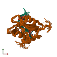 PDB entry 2fci coloured by chain, ensemble of 16 models, front view.