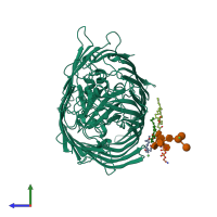 PDB entry 2fcp coloured by chain, side view.