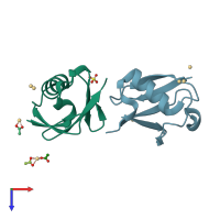 PDB entry 2fcs coloured by chain, top view.
