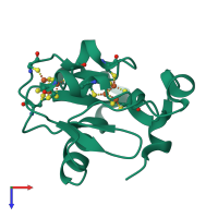 PDB entry 2fd2 coloured by chain, top view.