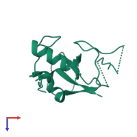 PDB entry 2fd4 coloured by chain, top view.