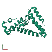 PDB entry 2fd5 coloured by chain, front view.