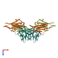 PDB entry 2fdb coloured by chain, top view.