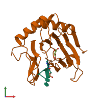 PDB entry 2fdg coloured by chain, front view.