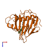 PDB entry 2fdg coloured by chain, top view.