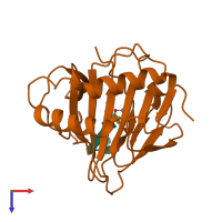 PDB entry 2fdh coloured by chain, top view.
