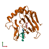 PDB entry 2fdi coloured by chain, front view.