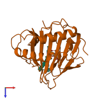 PDB entry 2fdi coloured by chain, top view.