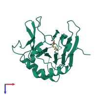 PDB entry 2fdj coloured by chain, top view.