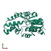 PDB entry 2fdr coloured by chain, front view.