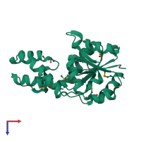 PDB entry 2fdr coloured by chain, top view.