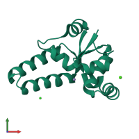PDB entry 2fe1 coloured by chain, front view.