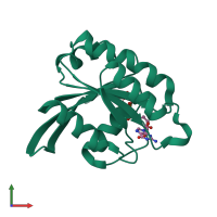 PDB entry 2fe4 coloured by chain, front view.