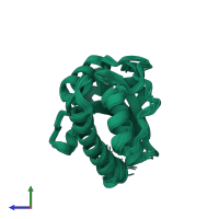 PDB entry 2fek coloured by chain, ensemble of 20 models, side view.