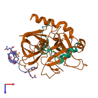 PDB entry 2fes coloured by chain, top view.