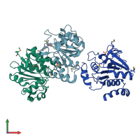 PDB entry 2fex coloured by chain, front view.