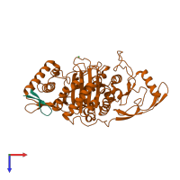 PDB entry 2fff coloured by chain, top view.