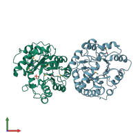 PDB entry 2ffi coloured by chain, front view.