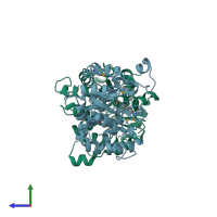 PDB entry 2ffi coloured by chain, side view.