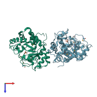 PDB entry 2ffi coloured by chain, top view.