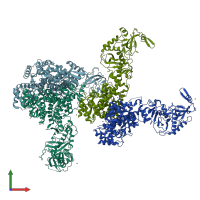 PDB entry 2ffl coloured by chain, front view.