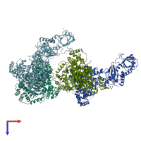 PDB entry 2ffl coloured by chain, top view.