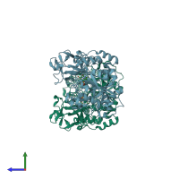 PDB entry 2ffv coloured by chain, side view.