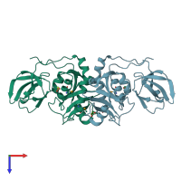PDB entry 2fg0 coloured by chain, top view.