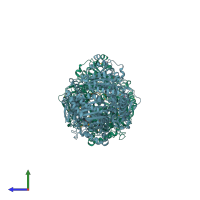 PDB entry 2fge coloured by chain, side view.