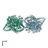 PDB entry 2fge coloured by chain, top view.