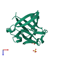 PDB entry 2fgf coloured by chain, top view.
