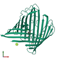 PDB entry 2fgq coloured by chain, front view.