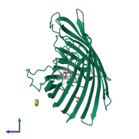 PDB entry 2fgq coloured by chain, side view.