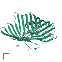 PDB entry 2fgq coloured by chain, top view.