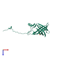 PDB entry 2fgs coloured by chain, top view.