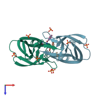 PDB entry 2fgv coloured by chain, top view.