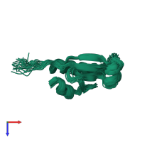 PDB entry 2fgx coloured by chain, ensemble of 20 models, top view.