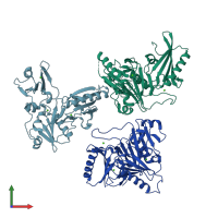 PDB entry 2fh3 coloured by chain, front view.