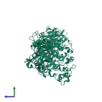 PDB entry 2fh6 coloured by chain, side view.
