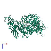 PDB entry 2fh6 coloured by chain, top view.