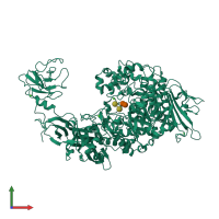 PDB entry 2fhb coloured by chain, front view.